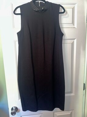 Sleeveless Embellished Collar Mini Dress in Black